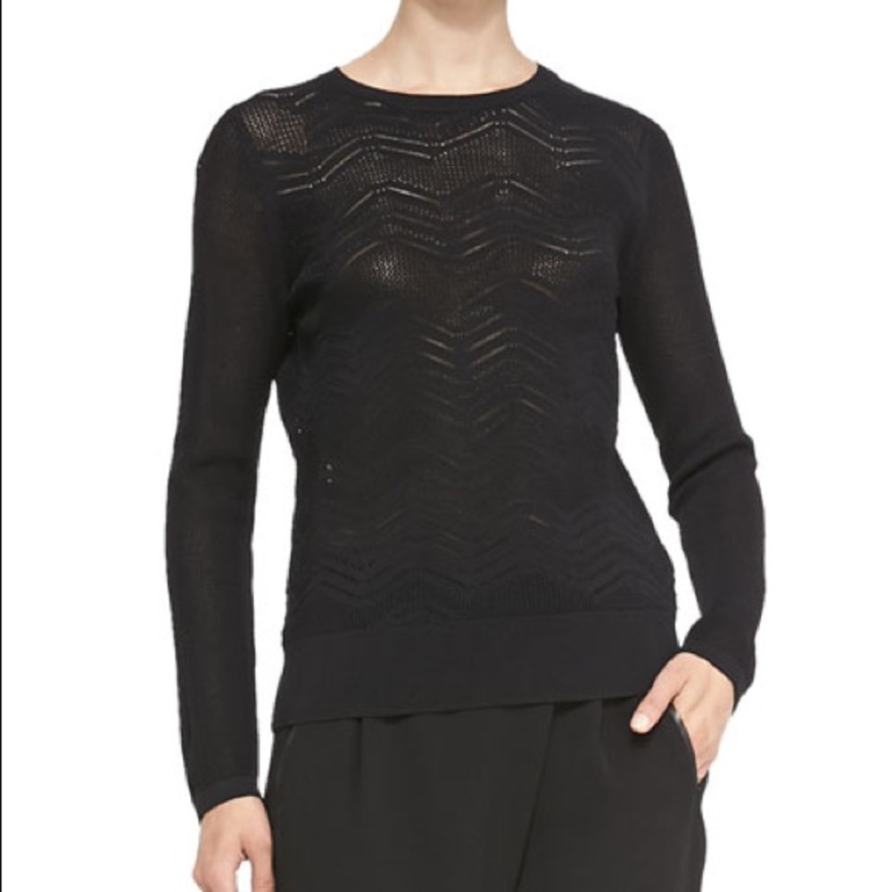 Vince Crewneck zig zag mesh sweater